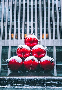 six red Christmas baubels decor thumbnail