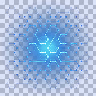 Poster Designer , Digital Technology Digital hexagon light effect, blue and teal illustration PNG clipart