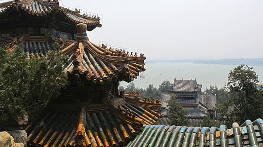 photography of temple roof and body of water during daytime thumbnail