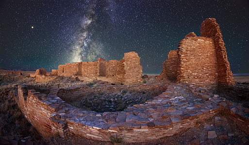 Milky Way Galaxy over brown ruins thumbnail