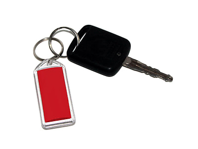black vehicle key and red keychain thumbnail