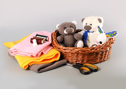 two brown and white bear plush toys thumbnail
