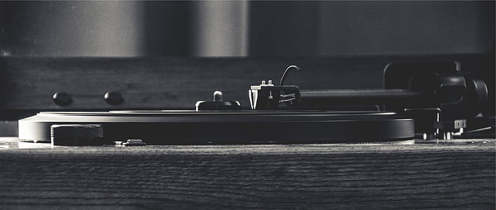 grayscale photography of turntable thumbnail