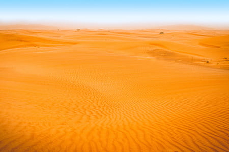 Desert landscape with blue sky. Dunes background thumbnail