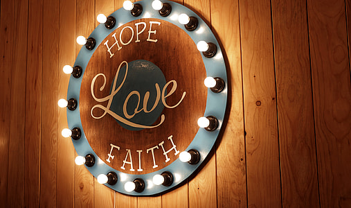 Hope Love Faith Sign Wood Light thumbnail