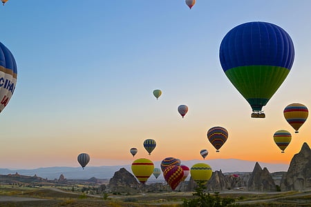 hot air balloons during sunset thumbnail