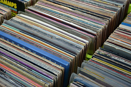 stacks of assorted-title vinyl record lot thumbnail