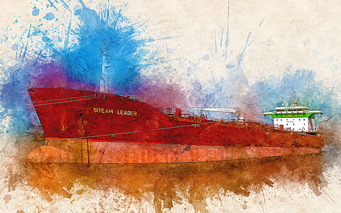 red and white ship painting thumbnail