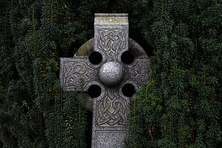 gray concrete cross between green leaf plant thumbnail