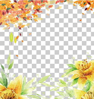 Autumn summer autumn background, yellow petaled flower painting PNG clipart