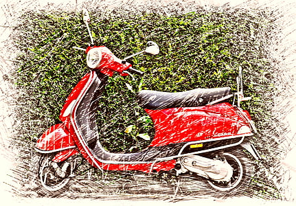 red and black motor scooter thumbnail