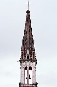 Brown and White Painted Church Bell Tower thumbnail