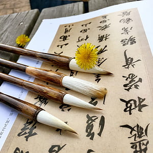 four brown and black paint brushes thumbnail