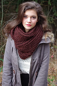 woman wearing grey parka coat thumbnail