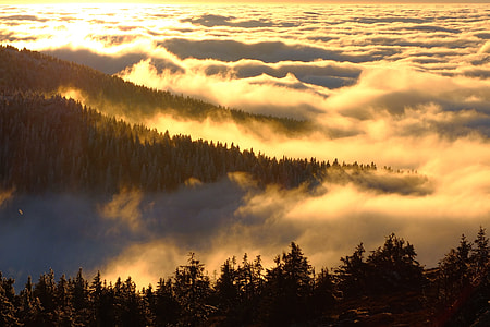 aerial view photography of green mountains with clouds during daytime thumbnail