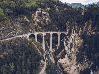 aerial photo of gray concrete bridge thumbnail