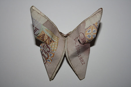 brown and beige banknote butterfly origami thumbnail