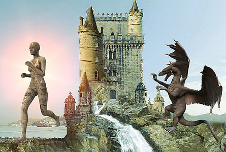 Monster Dragon Attacking Castle with Giant running away thumbnail
