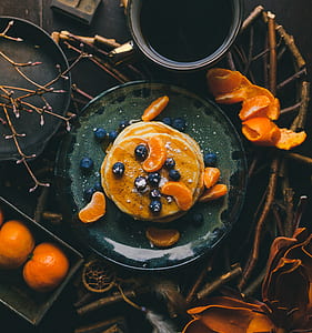 pancake, orange, and blueberry thumbnail
