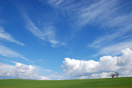 photo of green grass field under clouded sky thumbnail