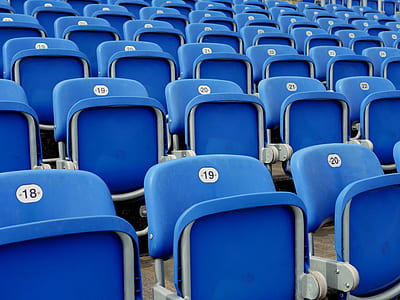 selective ficus photo of blue plastic stadium seat thumbnail