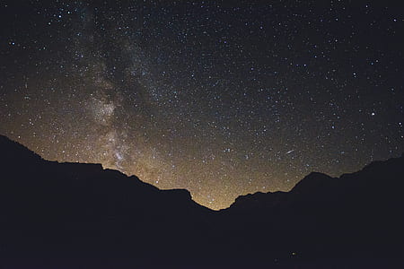 silhouette of mountain under starry nights thumbnail