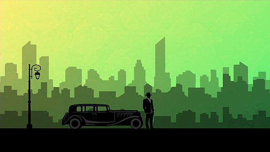 man standing beside classic car thumbnail
