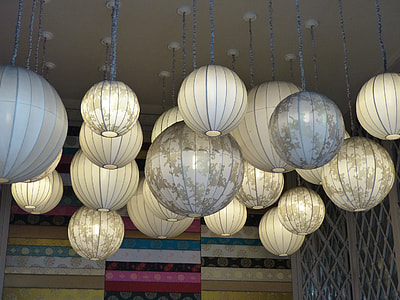 white and grey lighted pendant lamp lot thumbnail