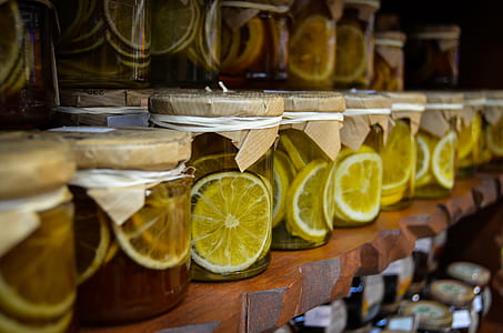 lemon infused jars on shelf thumbnail