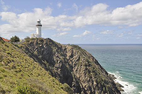 white lighthouse near cliff thumbnail