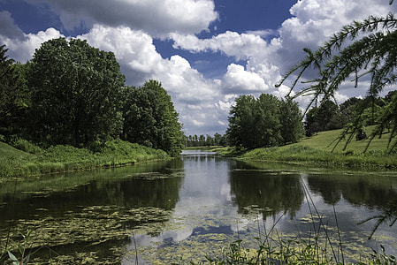 Landscape under clouds and skies in Chicago Botanical Gardens thumbnail