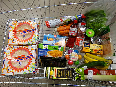 assorted groceries on grocery cart thumbnail
