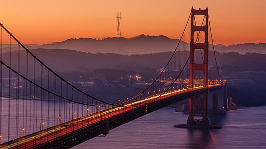 Golden Gate Bridge, California during golden hour thumbnail