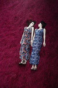women's blue and brown paisley sleeveless dress thumbnail
