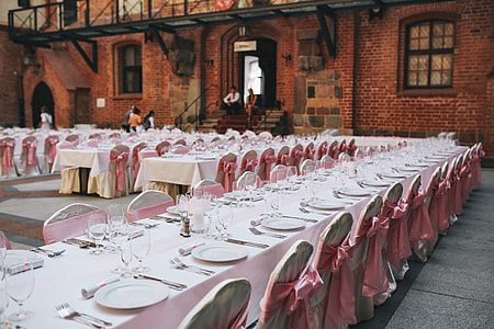 Table at a wedding reception in the castle thumbnail