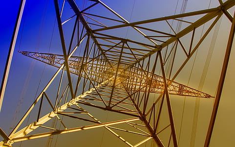 worm's-eye view photography of white electric tower thumbnail