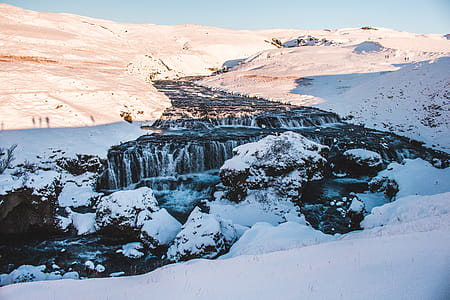 River Between Snow Field View thumbnail