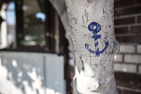 Anchor drawn on the tree, Nessebar, Bulgaria thumbnail