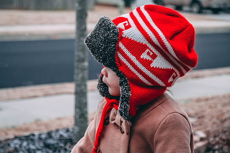 hat, knitted, woollen, red thumbnail