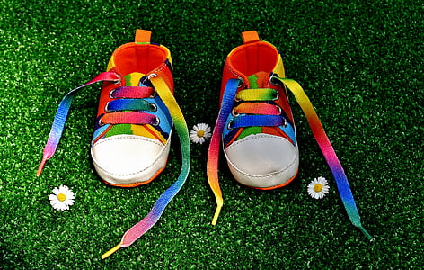 pair of rainbow-colored sneakers thumbnail