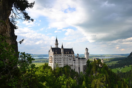 white and black castle surrounded by trees thumbnail