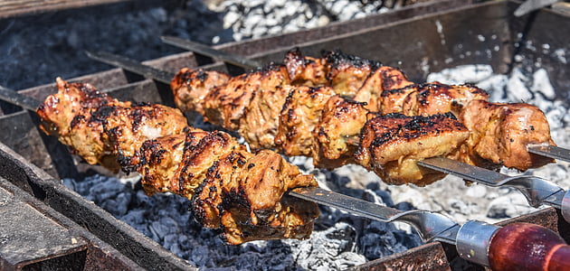 close-up photography of meat grilled on charcoal grill at daytime thumbnail