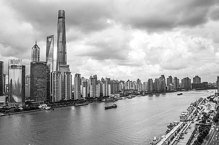 grayscale photography of city buildings thumbnail