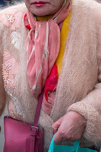 woman in pink knitted sweater thumbnail