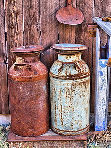 two brown and white milk cans thumbnail