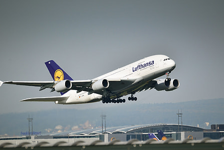 white Lufthansa airliner on flight thumbnail
