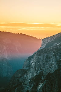 landscape photography of mountains during sunset thumbnail