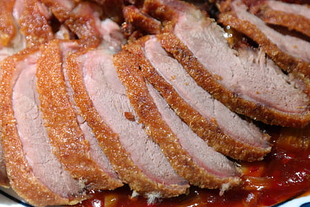 sliced fried meat with ketchup thumbnail