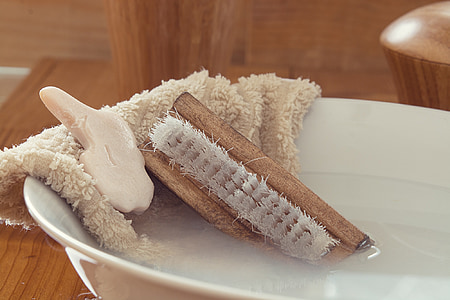 brown wooden framed scrub on brown towel thumbnail