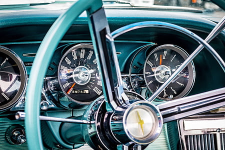 close-up photography of teal Chevrolet steering wheel thumbnail